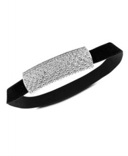 Jill Zarin Bracelet, Black Suede Leather Crystal Oval Charm Bracelet