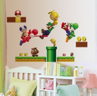 New Super Mario Bros Kids Removable Wall Sticker PVC Home Decor