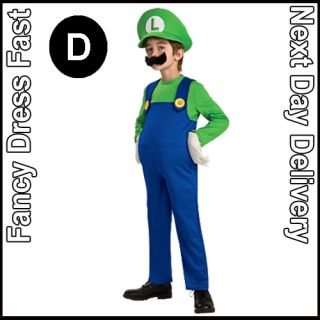 Kids Super Mario Luigi Bros Fancy Dress Plumber Game Costume Boys New