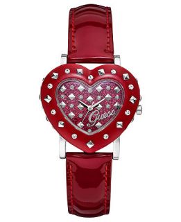 GUESS Watch, Womens Red Patent Leather Strap 40x35mm U0115L2   All