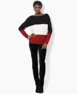 Lauren Ralph Lauren Long Sleeve Colorblocked Wool Sweater & Velvet