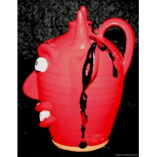 Mark Merritt Folk Pottery Face Jug Red Devil Georgia