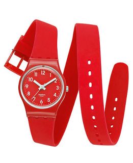 Swatch Watch, Womens Swiss Bitter Cranberry Red Silicone Wrap Around