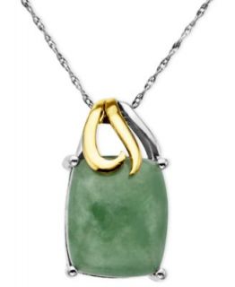 14k Gold and Sterling Silver Pendant, Jade Rectangle (5 3/8 ct. t.w.)