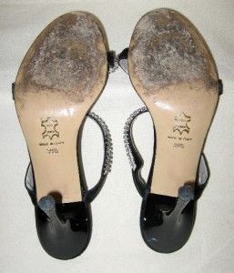 Mark Schwartz Black Strappy Sandals w Rhinestones Sz 9