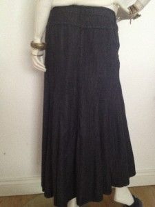 Marks Spencer Black Denim Skirt Trendy Style Shape Size 12 Length 36