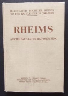 Old 1919 Book WW1 Michelin Battlefield Guide Rheims Marne