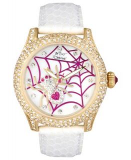 Betsey Johnson Watch, Womens White Quilted Leather Strap 38mm BJ00175