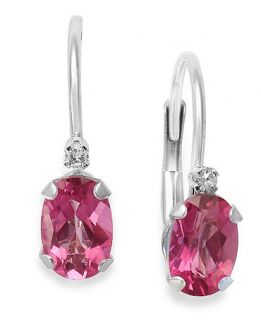 14k White Gold Earrings, Pink Topaz (1 1/10 ct. t.w.) and Diamond