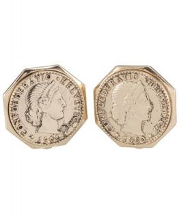 Carolee 40th Anniversary Legacy Collection Earrings, Gold Tone Coin