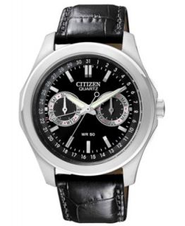 Citizen Watch, Mens Quartz Black Leather Strap 42mm AG8315 04E   All