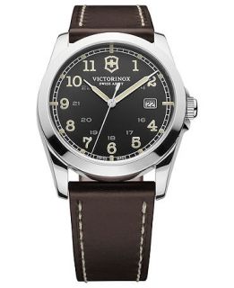 Victorinox Swiss Army Watch, Mens Infantry Brown Leather Strap 40mm