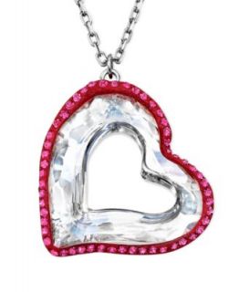 Swarovkski Necklace, Rhodium Plated Clear Crystal Pointiage Heart