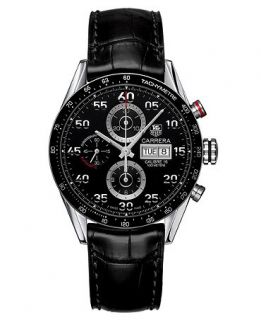 TAG Heuer Watch, Mens Swiss Automatic Chronograph Carrera Black Croc