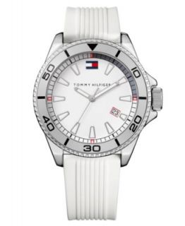 Tommy Hilfiger Watch, Mens White Silicone Strap 42mm 1790867   All