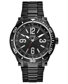GUESS Watch, Mens Black Ion Plated Stainless Steel Bracelet 46mm