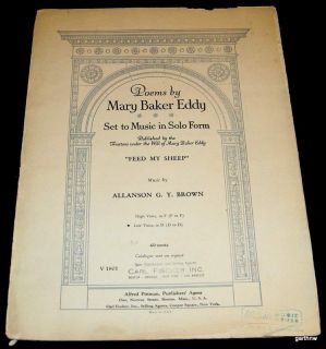 Mary Baker Eddy 1946 Poetry Music Sheet Feed My Sheep