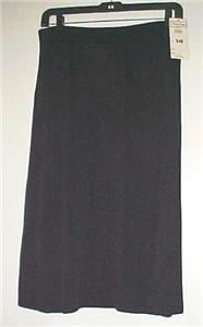 Philippe Marques Black Woven Knit Pull on Skirt Sz 14 Petite New with