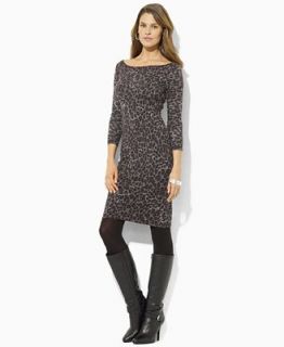 Lauren Ralph Lauren Dress, Three Quarter Sleeve Leopard Print Sweater