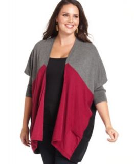 Design 365 Plus Size Sweater, Long Sleeve Colorblocked Cardigan