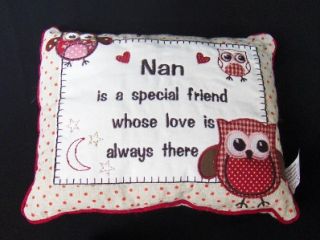 Embroidered Nan Message Cushions Ideal Birthday Christmas Gift in