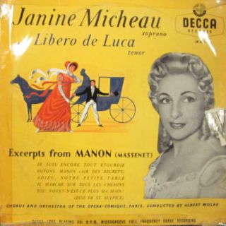 Massenet Wolff 10 Vinyl Excerpts from Manon UK LW 5204 Decca VG