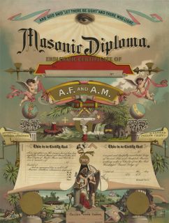 Masonic Lodge Life to Death Diploma Poster A F A M Mason Symbol Print