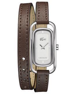 Lacoste Watch, Womens Sienna Brown Leather Double Wrap Strap 20mm