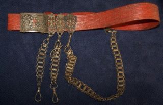 Ceremonial Antique Free Mason Masonic Belt Sword Holder w Chains