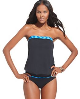 Anne Cole Swimsuit, Printed Bandeau Tankini Top & Banded Hipster Brief