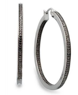 Sterling Silver Earrings, Black Diamond Hoop Earrings (1/2 ct. t.w.)