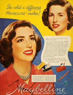 1949 Ad Maybelline Cosmetics Eye Make Up Mascara Eyebrow Pencil Eye
