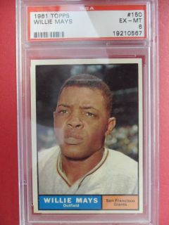 1961 TOPPS WILLIE MAYS CARD #150 PSA 6 EX MT NO QUALIFIERS CLEAN SF