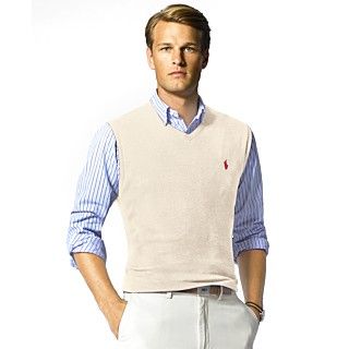 Polo Ralph Lauren Sweater Vest, Long Sleeve Classic Fit Button Down