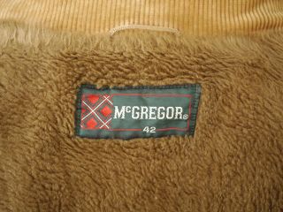 Vintage 1970s McGregor Brown Corduroy Faux Fur Lined Jacket Coat Mens