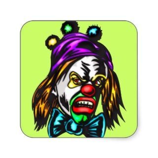 Crazy Evil Clown Square Stickers
