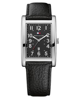Tommy Hilfiger Watch, Mens Black Leather Strap 47x36mm 1710299   All