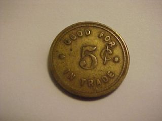 MCKINNEY & DIXON POOL ROOM 5 CENTS TRADE TOKEN. GOOD FOR 5 C. IN TRADE
