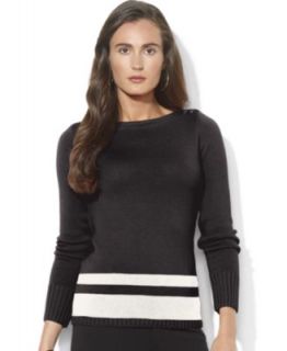 Lauren Ralph Lauren Sweater, Long Sleeve Colorblocked Wool Boat Neck