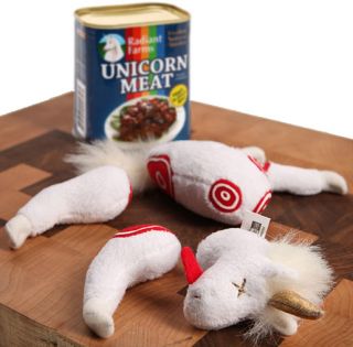 Radiant Farms CANNED UNICORN MEAT Great gag gift plush stuffed parts