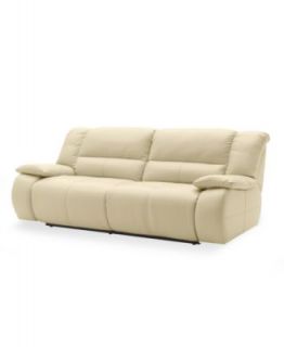Leather Reclining Sofa, Double Power Recliner 86W x 43D x 39H
