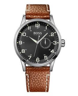 Hugo Boss Watch, Mens Brown Leather Strap 44mm 1512723   All Watches