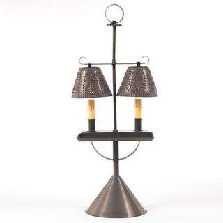 Double Student Lamp with Punched Tin Willow Shades Unique Country