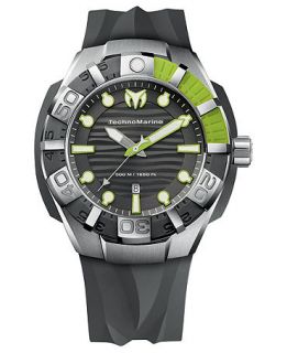 TechnoMarine Watch, Unisex Swiss Black Reef Gray Silicone Strap 45mm