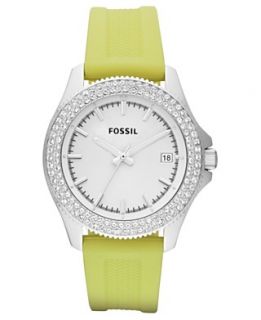 NEW Fossil Watch, Womens Retro Traveler Lime Silicone Strap 36mm