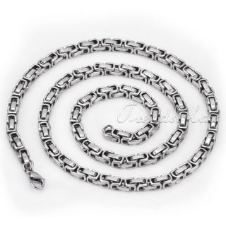 Mens Boys 316L Stainless Steel Byzantine Necklace Chain Silver Tone 18