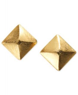 Studio Silver 18k Gold over Sterling Silver Earrings, Pyramid Stud