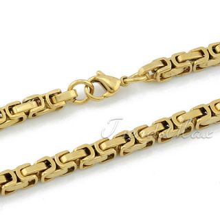 5mm Mens Gold Tone Byzantine 316L Stainless Steel Necklace Chain KN90