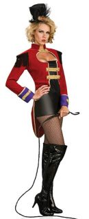 Ring Mistress Adult Costume includes Black Leotard, Red Coat tailed