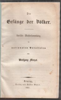 Menzel Die Gesänge Der Völker Lyrische 1851